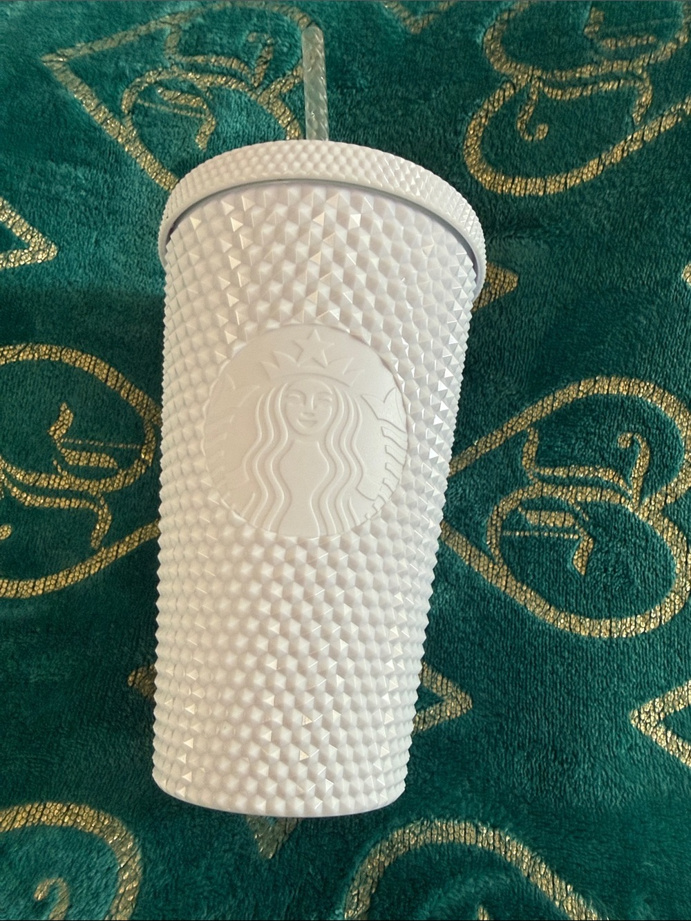 Starbucks White Textured Studded Tumbler with Clear Straw 16oz